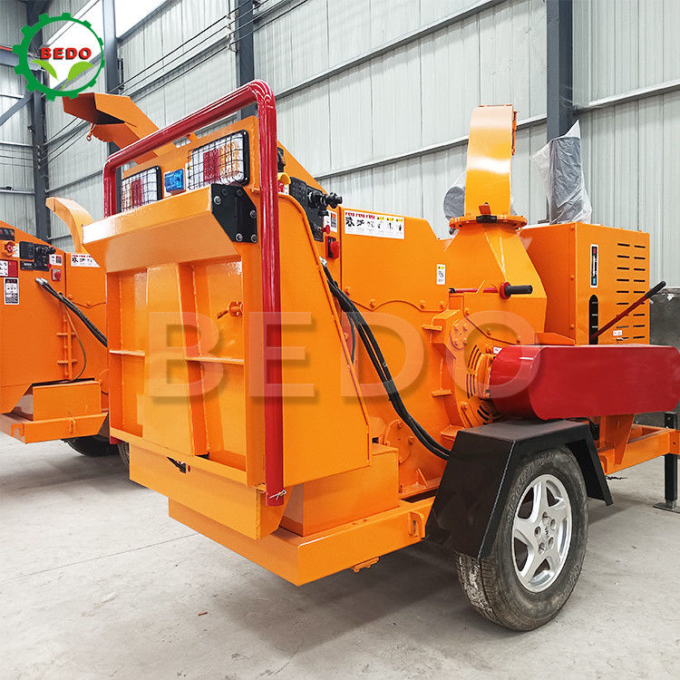Máquina trituradora de madeira diesel móvel para jardim 55HP, triturador de ramos, equipamento florestal de início elétrico
