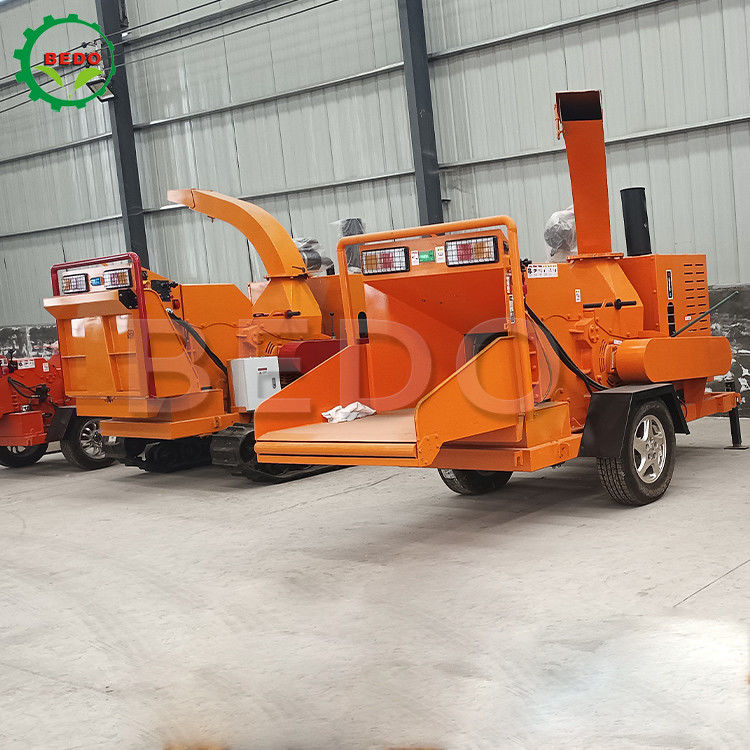 Máquina trituradora de madeira diesel móvel para jardim 55HP, triturador de ramos, equipamento florestal de início elétrico