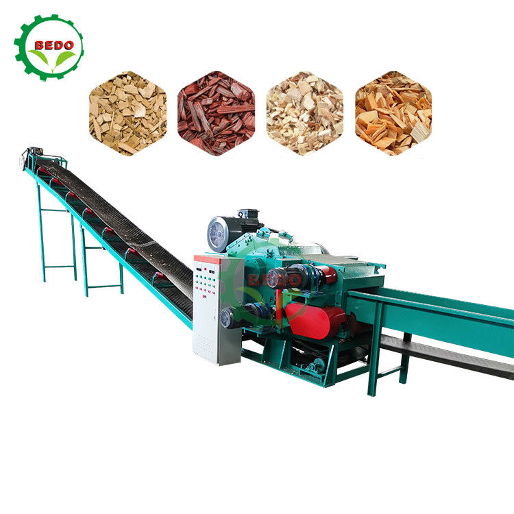 Máquina elétrica de fabricação de chips de madeira de bambu 380V 8-10T/H Chipper tipo tambor industrial
