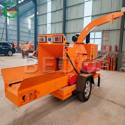 Máquina trituradora de madeira diesel móvel para jardim 55HP, triturador de ramos, equipamento florestal de início elétrico